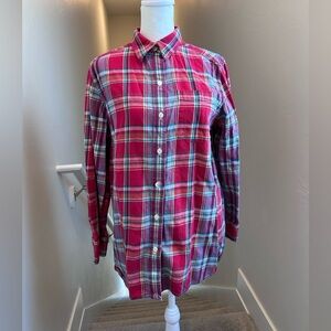 Lauren Ralph Lauren Women's Red Plaid Flannel Button Up Shirt Small Holidays